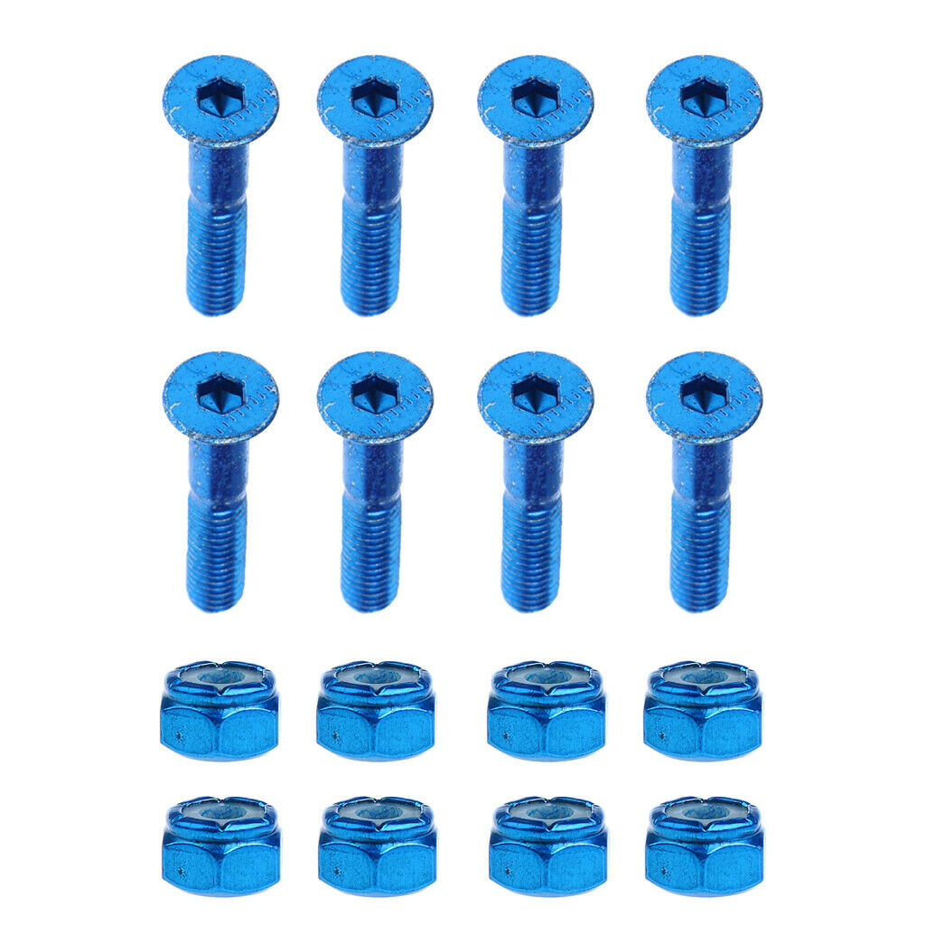 12x 1" Longboard Skateboard Mounting Bolts Screws Truck Hardware Blue+Red