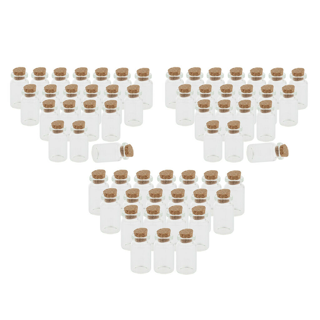 Pack of 60 Small Glass Bottles with Cork Stopper, Tiny Clear Vials, Jewelry