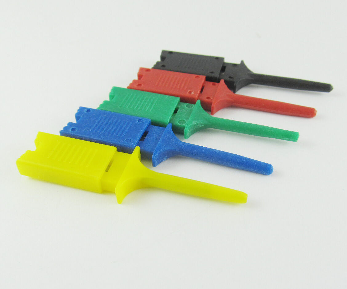 1set 5 Colors Grabbers Probes SMD SMT IC Test Hook Clip Flat Small Size 49mm