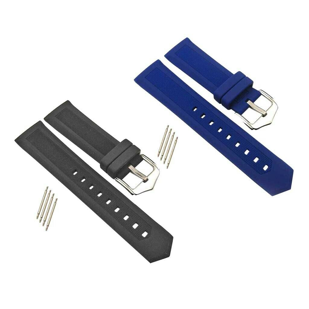 Waterproof Silicone Bracelet Black / Blue Silicone Watch Strap