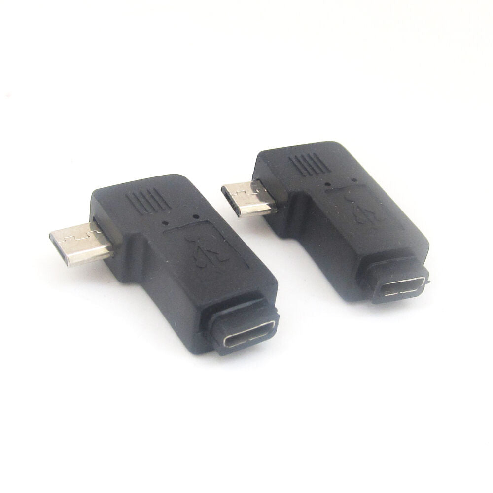 10pcs Micro USB 5Pin Male To Female Right Angle 90D Extension Adapter Connector
