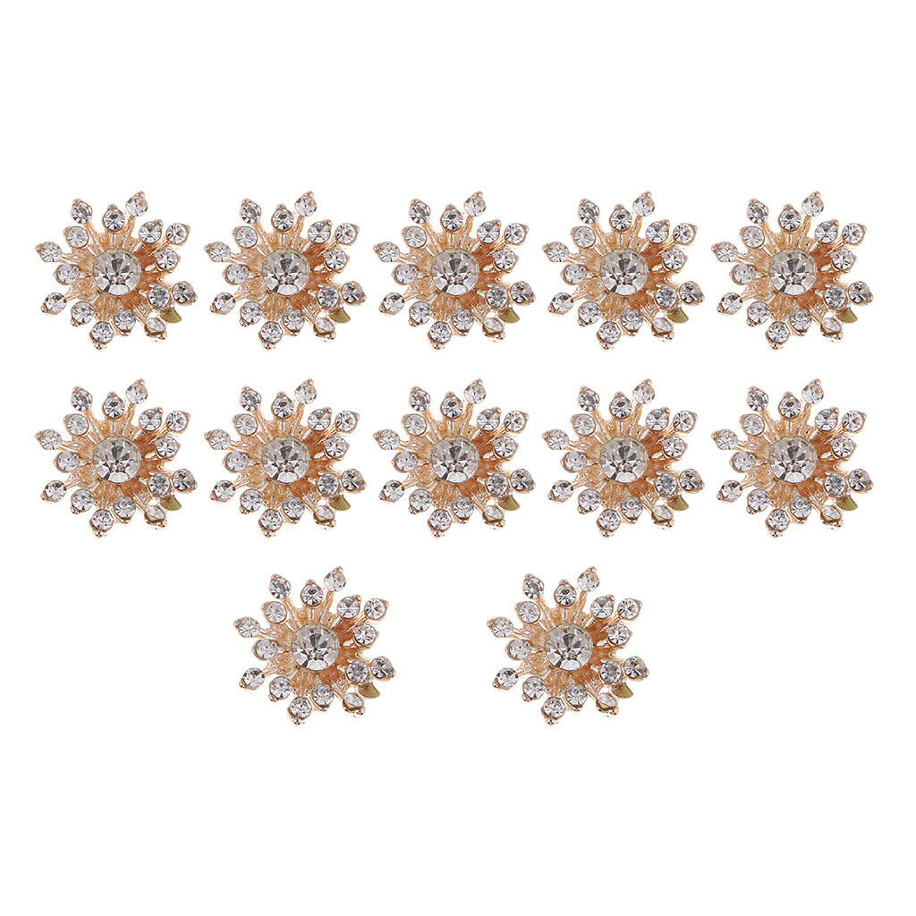 Prettyia 10pcs Crystal Rhinestone Flatback Buttons Embellishment Sewing Crafts