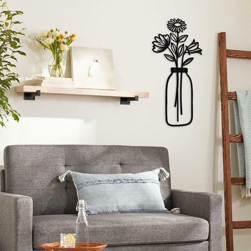 Flower Vase Metal Wall Art Desktop Decor Ornaments Flower in Vase Wall Decorate