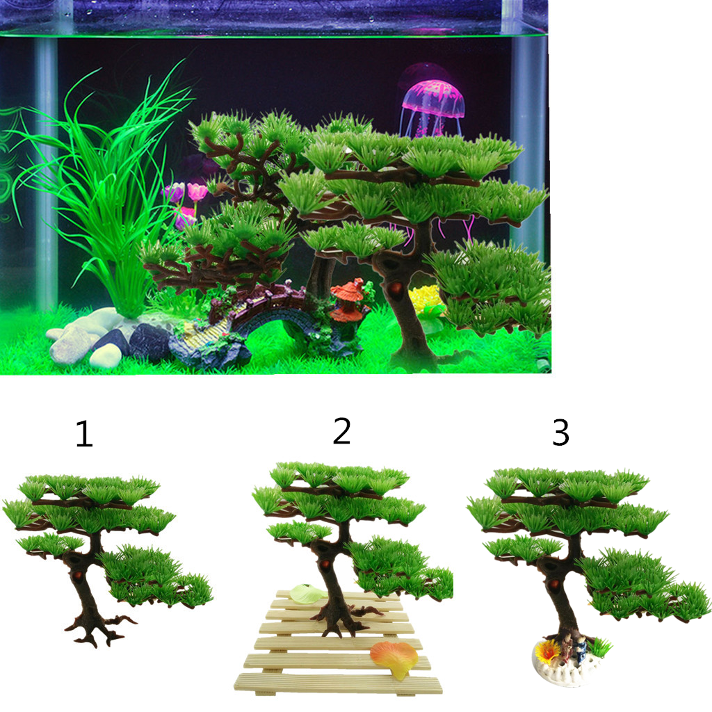2 Pcs Pine Tree Artificial Plants for Home Kitchen Office Bookshelf Garden