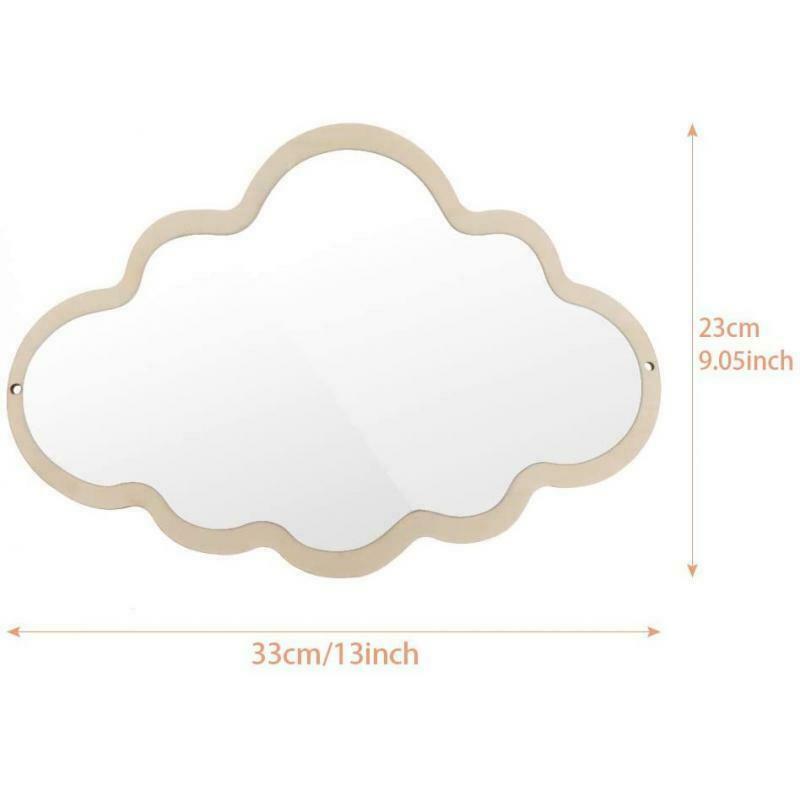 Wooden Cloud Wall Hanging Mirror Decor Baby Kid's Room Nursery Ornament #2