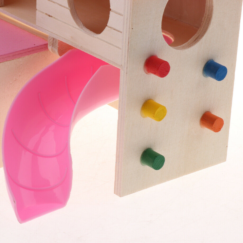 Hamster House Two Layers Design, Wooden House for Hamsters Small Animal Hideout