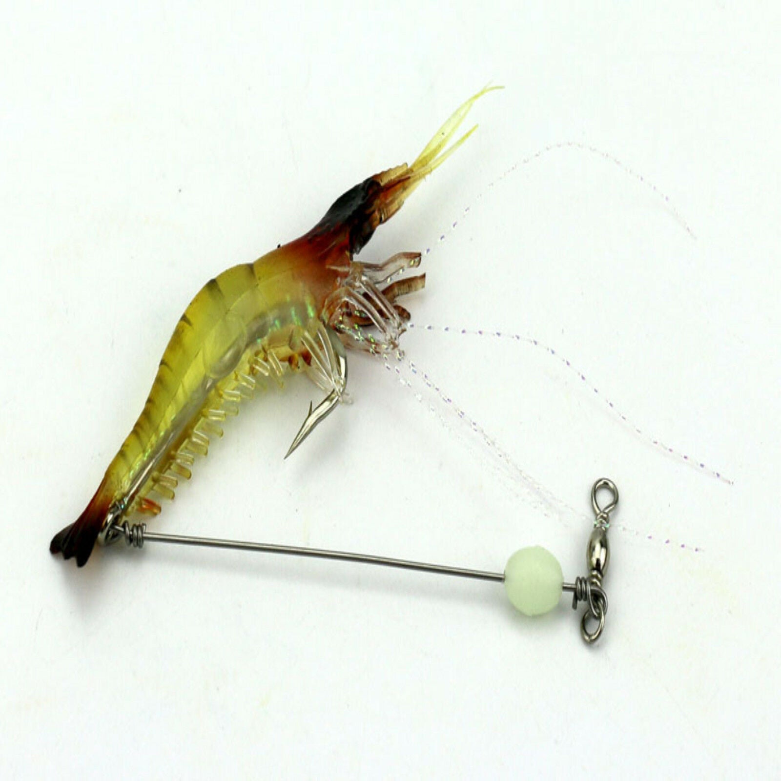 Soft Lifelike Shrimp Prawn Fishing Lures Luminous Shrimp Bead Hook Bait ~5PCS