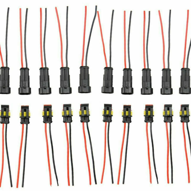10Kit 2 Pin Way Car SUV Waterproof Electrical Cable Connector Plug with Wire AWG