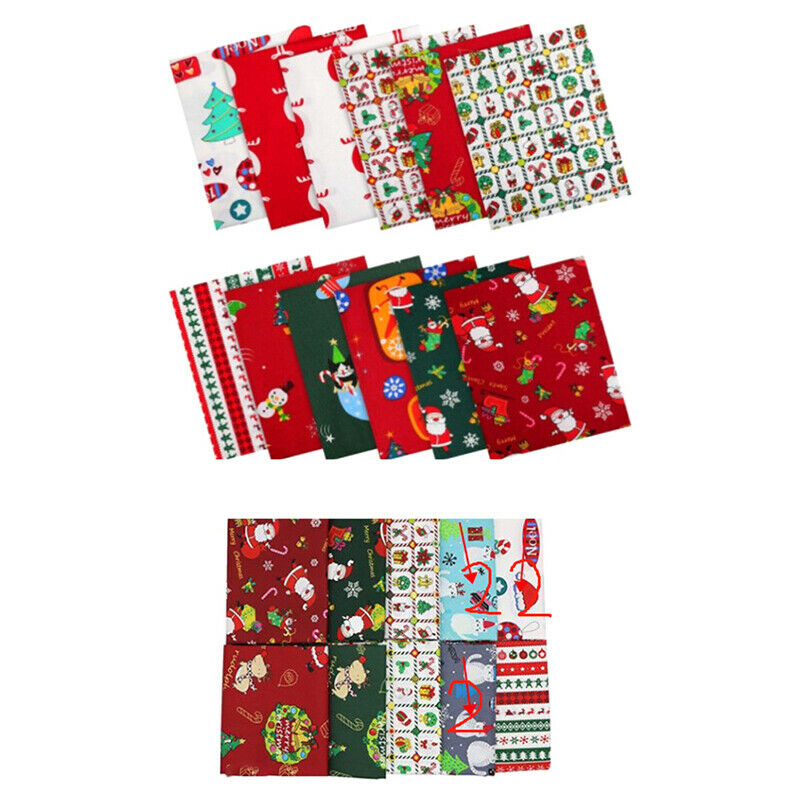 6pcs/Lot Christmas  Printed Twill Cotton Fabric Patchwork Cloth Sewing Ma.l8