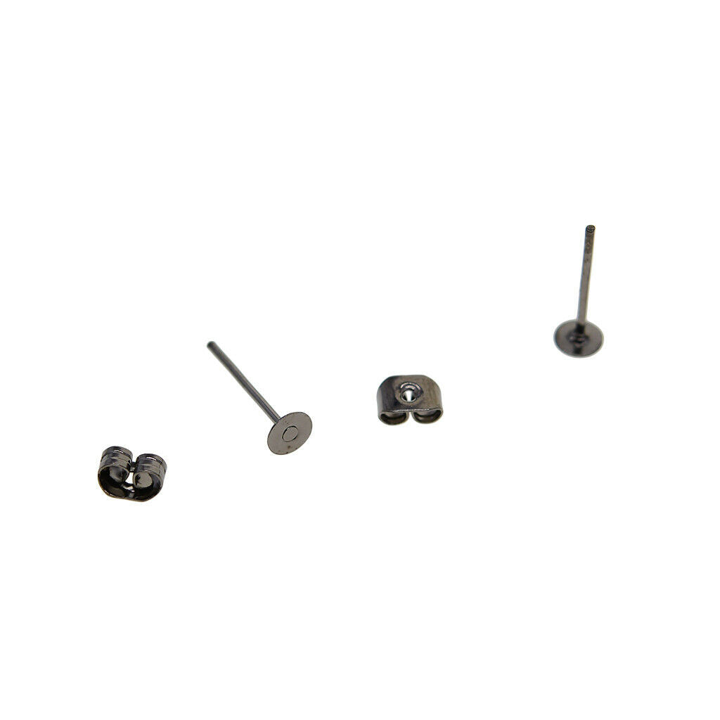 600Packs 4mm Round Flat Stud Earring Posts with Back Jewelry Making Findings