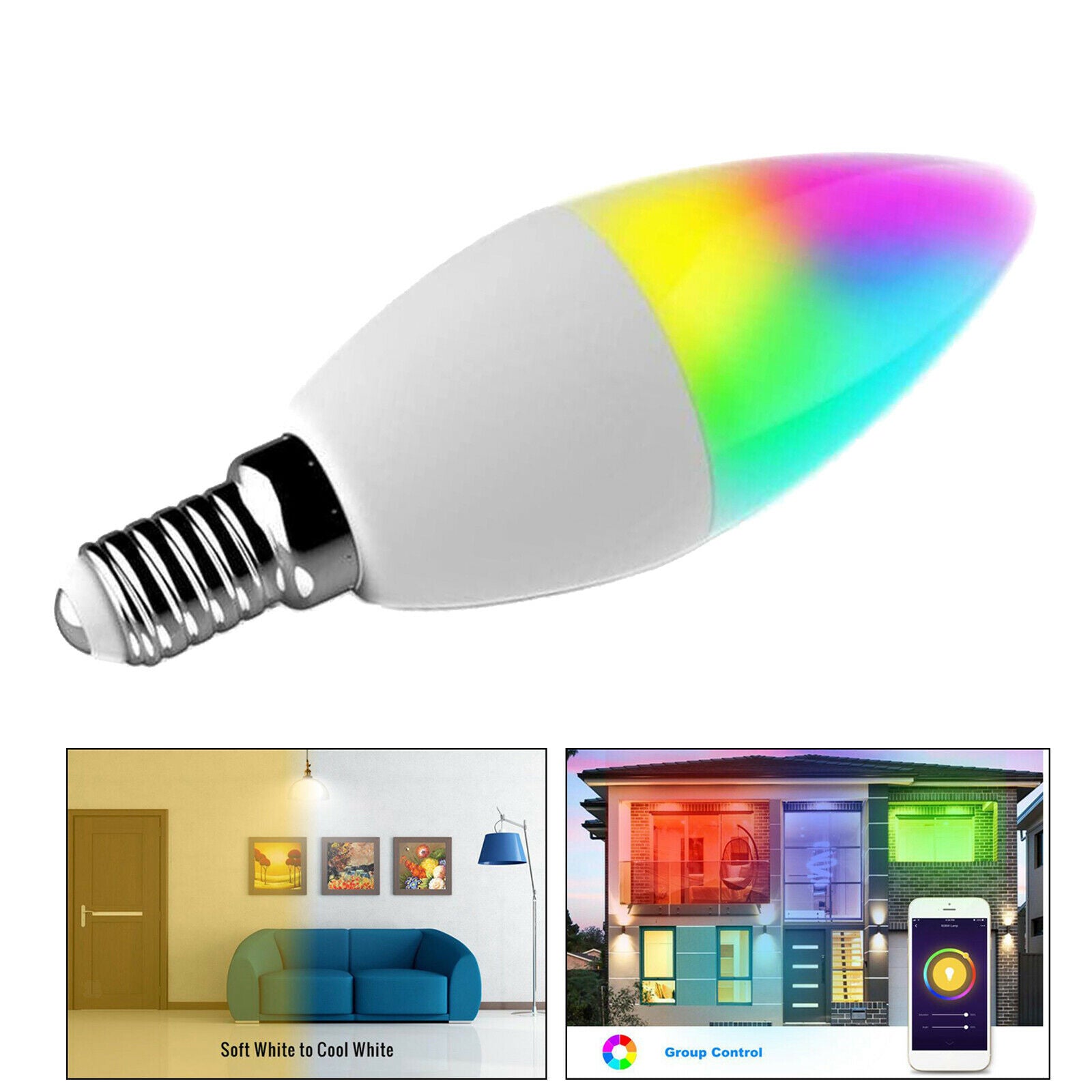 Aluminum Wifi RGBCW Smart Light Bulb 5W 300LM E14  Dimmable Lamp for Alexa