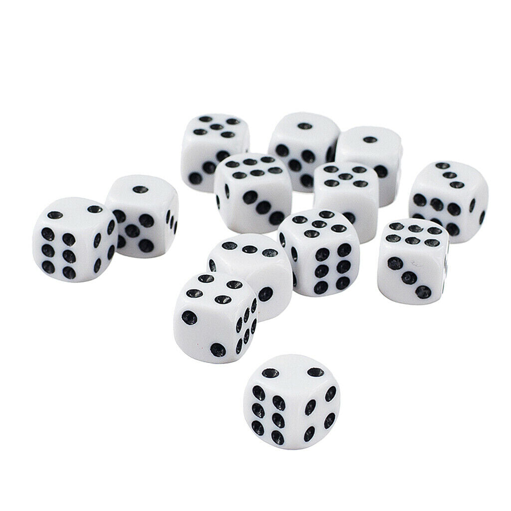 50Pack of 12mm Opaque Six Sided Spot Dice Games D6 D&D RPG White