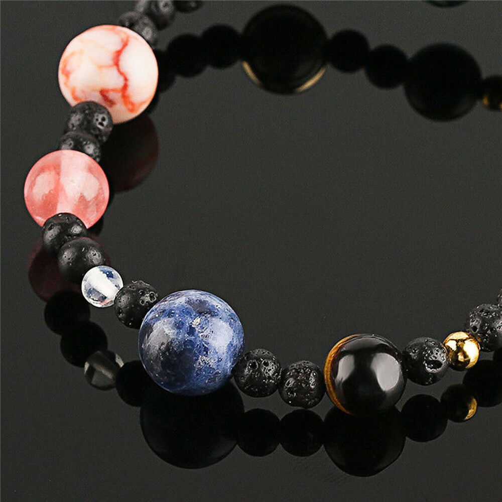 Solar System 8 Planets Universe Stars Women Office Style Natural Stones Beaded