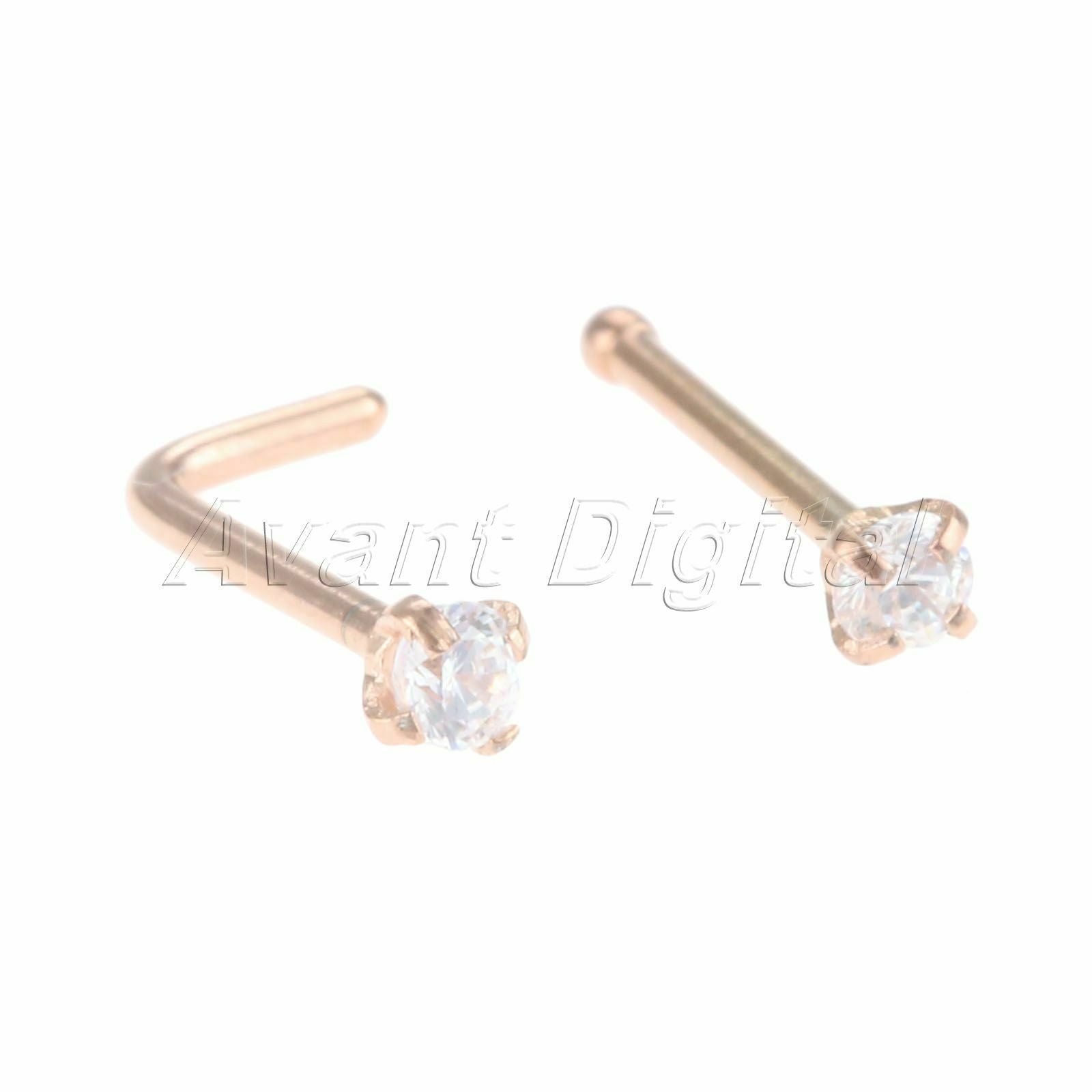 Multifunctional Nose Ring Stud Screw for Men Women Diamond Piercing Rosegold 5pc