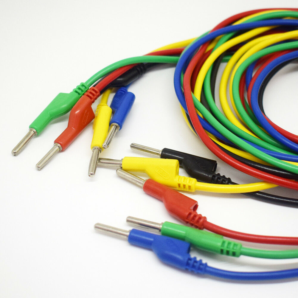 1set 5color 1.5M/5ft Silicone High Voltage Dual 4mm Banana Plug Test Leads Cable