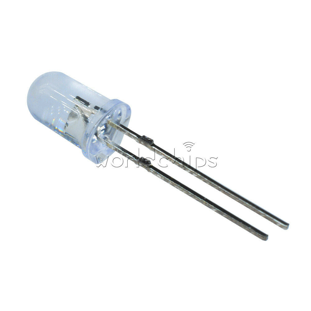 100PCS F5 5MM White Color White Light Round Superbrighâ€‹t LED Lamp W