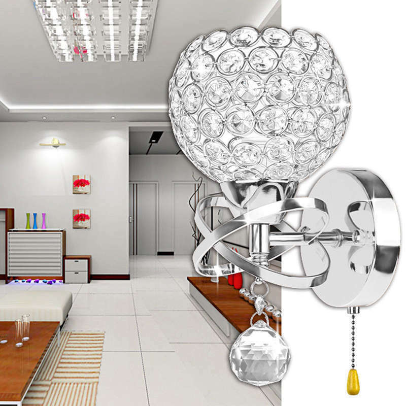 Led Modern Crystal Wall Lamp Sconce Light Bulb Bedroom Hallway Lighting FixturI6