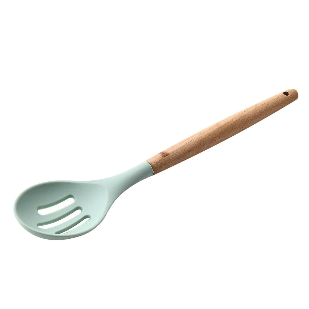 2x Non Stick Spatula Spoon / Wooden Handle Durable Food Tong Set for Baking