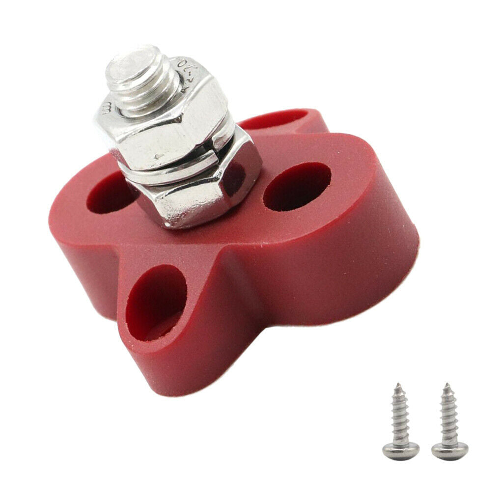 Boat DC48V Heavy Duty Single Terminal Stud M8 Power Distribution Block Red