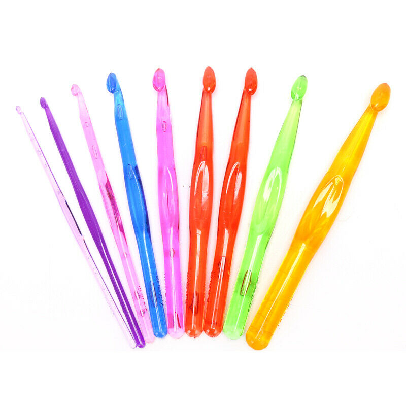 9Pcs/Set Crochet Hooks Needles Hook 3mm to 12mm Acrylic Needle Knitting C.l8