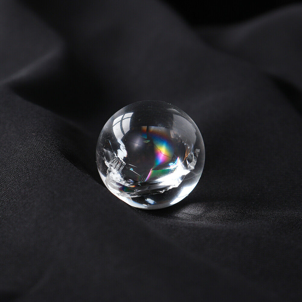 25mm Natural Clear Quartz Rainbow Cracked Crystal Sphere Ball Reiki Healing
