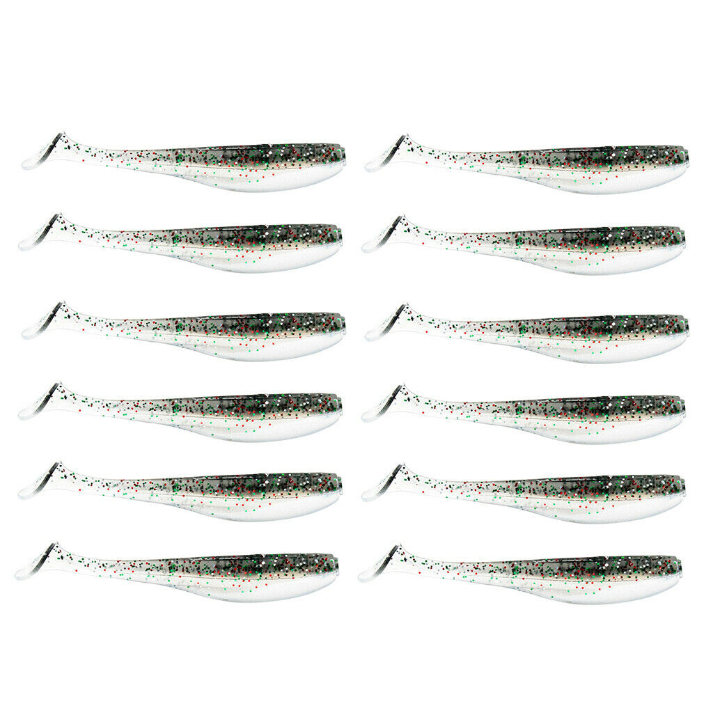 60x Artificial Swimbaits Minnow Shad Paddle Tail Worms Fishing Shiner Baits