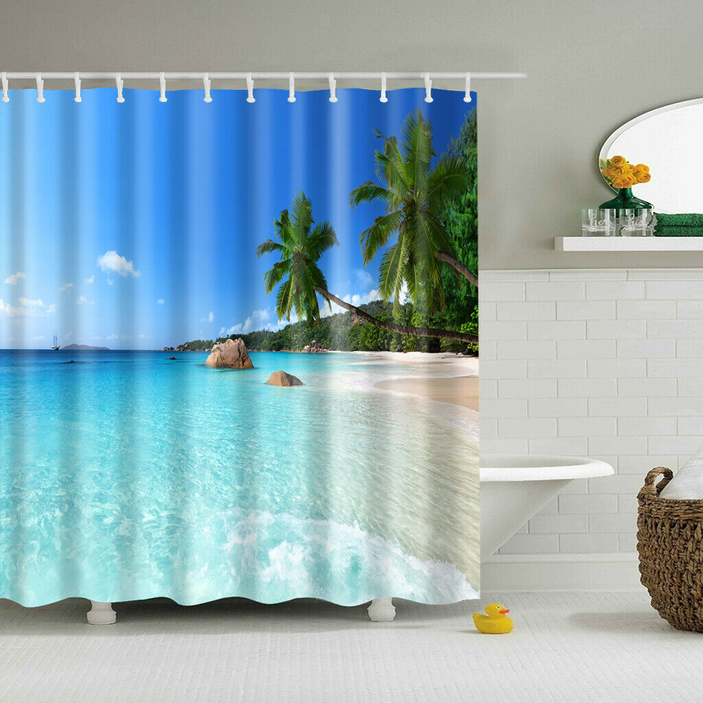 Natural Scenery Shower Curtain Waterproof Bath Decor  Seaside