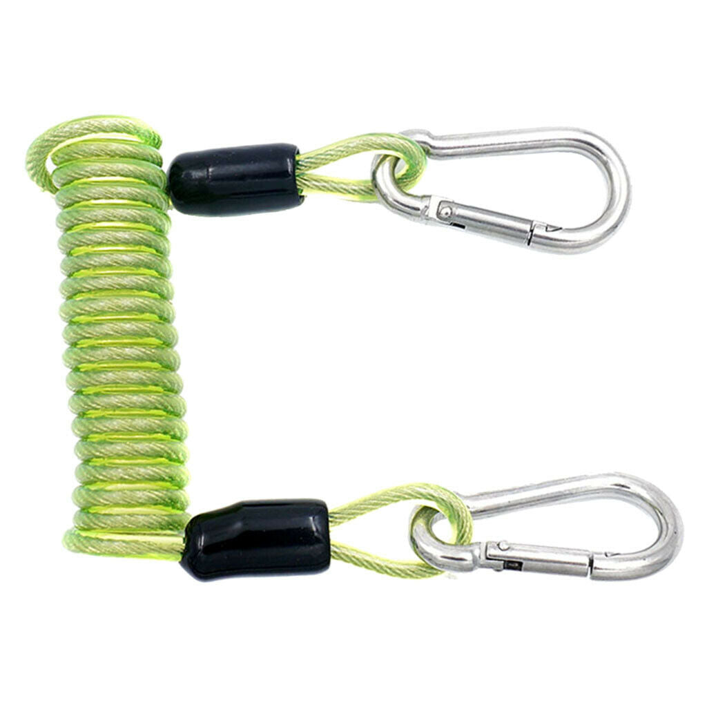 2X Professional Scuba Diving Spiral Spring Coil Lanyard Safety Emergency Green
