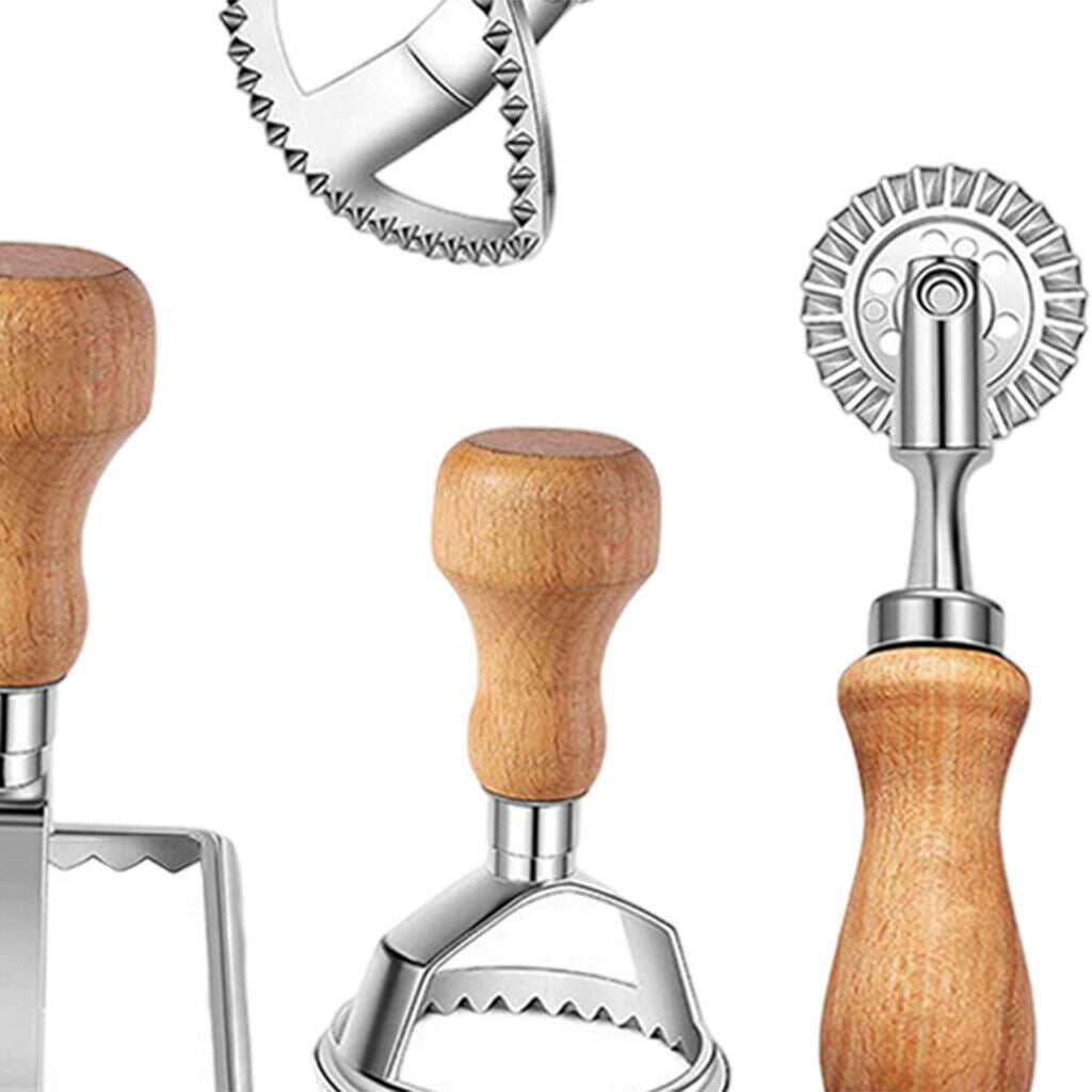 Ravioli Stamp Set (Set of 5), Ravioli Maker Cutter with Wooden Handle