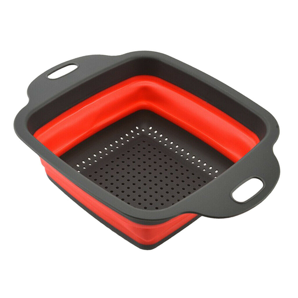 Silicone Collapsible Colander Drainer Basket Rectangle Folding Strainer S