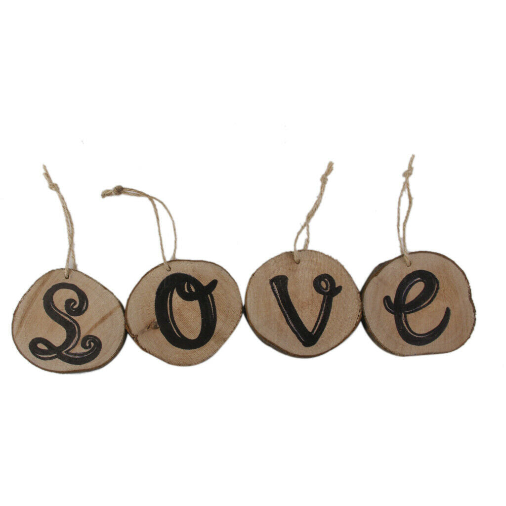 4 Piece Rustic Wood Love Letters Hanging Plaque Sign Wedding Home Decoration