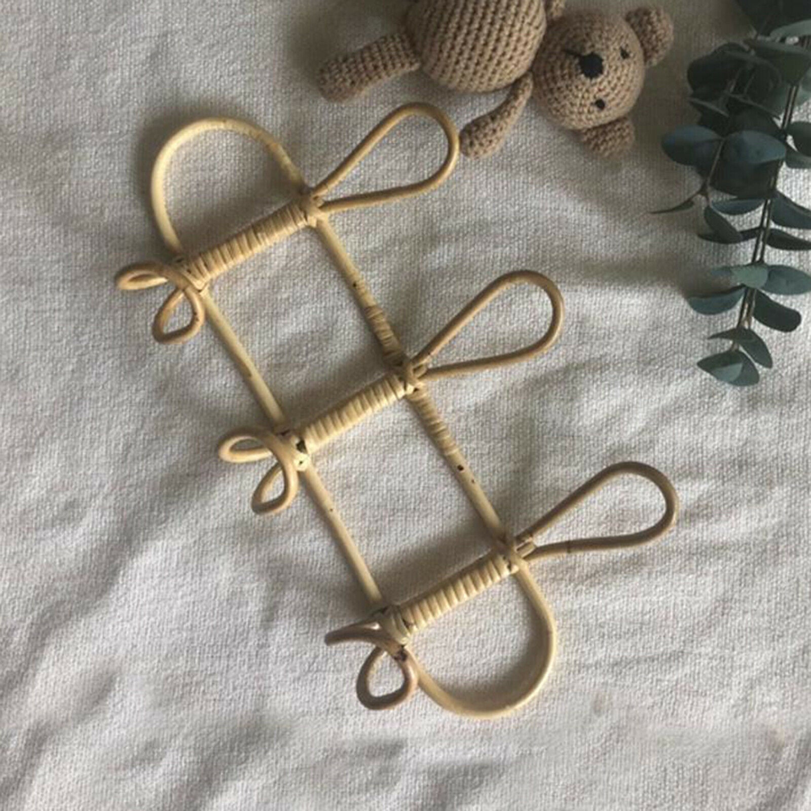 Rattan Wall Hooks Garments Organizer Rack Clothes Hat Hanging Hook Hanger