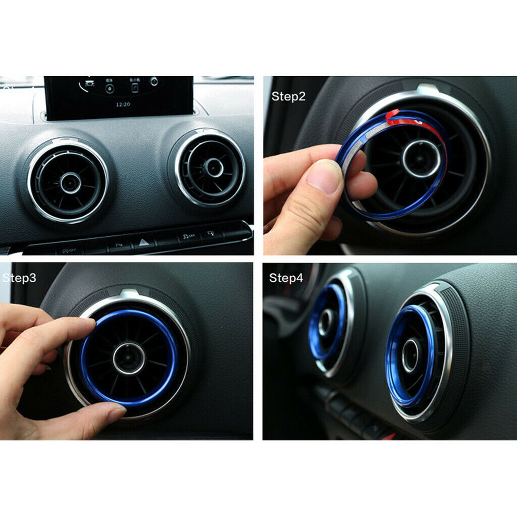 4 Pieces Air Vent Outlet Ring Cover Trim Fit for Audi A3 13-16 Golden