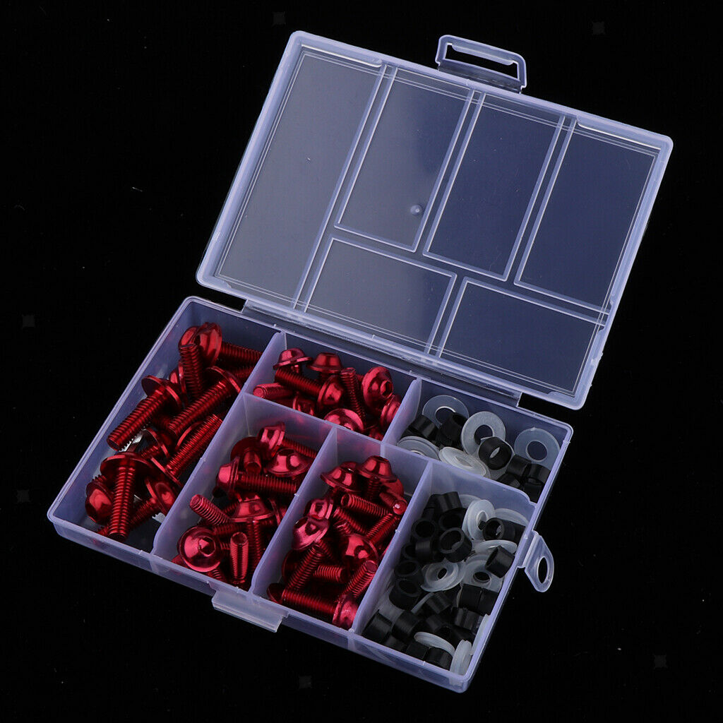 158Pcs Motorcycle Complete Fairing Bolt Kit Fastener Clips Screws Red New