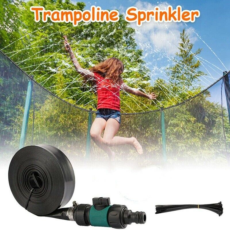 2X(49.2FT Water Sprinkler Trampoline Sprinkler Outdoor Garden Water Games TB3M2)