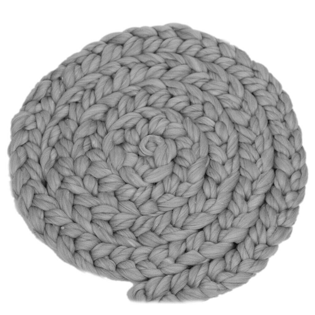 Newborn Baby Roving Braid Wool  Fiber Rugs Photography Props Grey