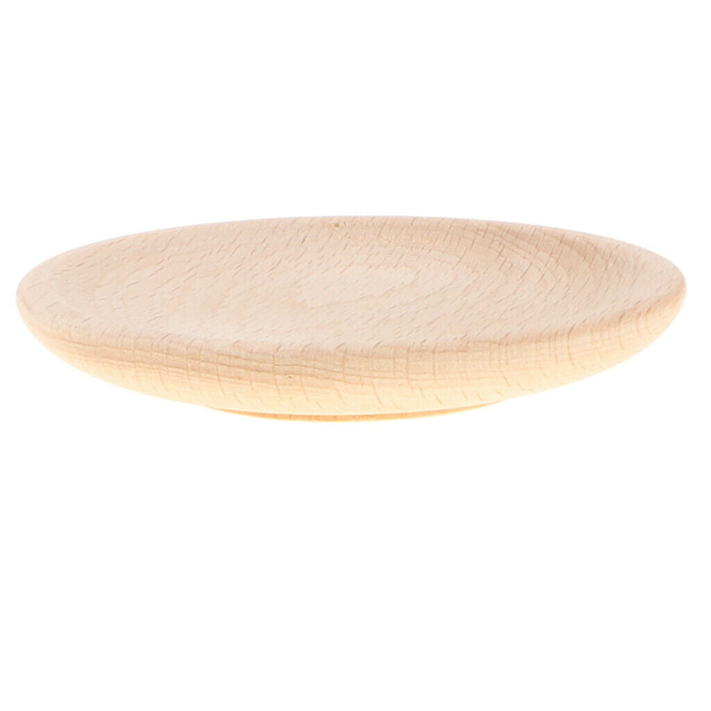 4pcs Wooden Tea Coffee Saucer Tableware Pretend Play Kitchen Education Toys