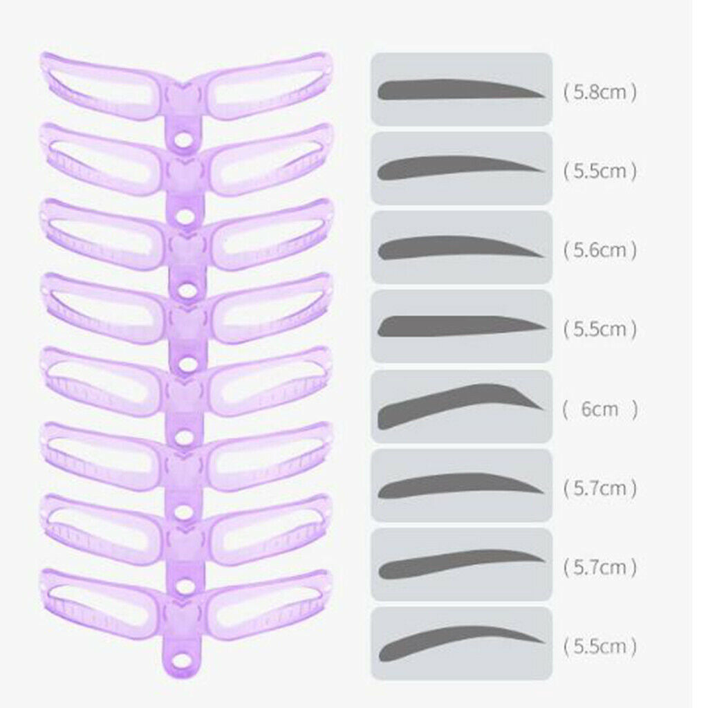 8 Style Eyebrow Grooming Stencil Kit Template Makeup Shaping Shaper DIY