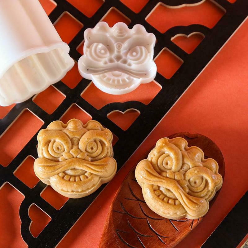 Plastic Mooncake Mold 75g Lion Stamps Biscuit Cookie Cutter Mould DIY Fondant