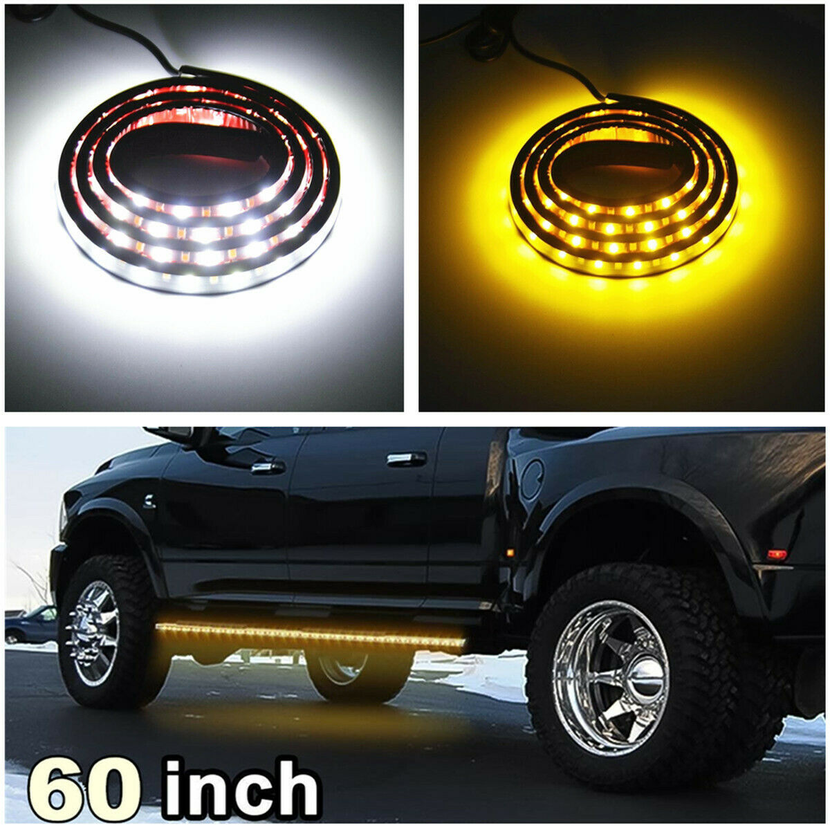 2X 60" LED Strips Sequential Flash Turn Signal White courtesy light Waterproof