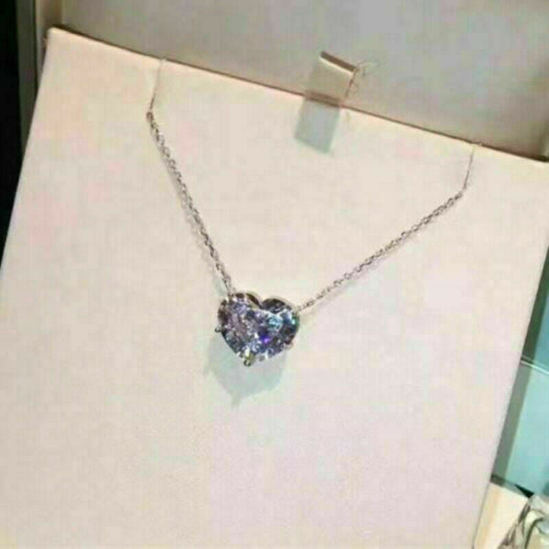 925 Sterling SilverFilled Classic Love Peach Heart Chain Necklace Wholesale Gift