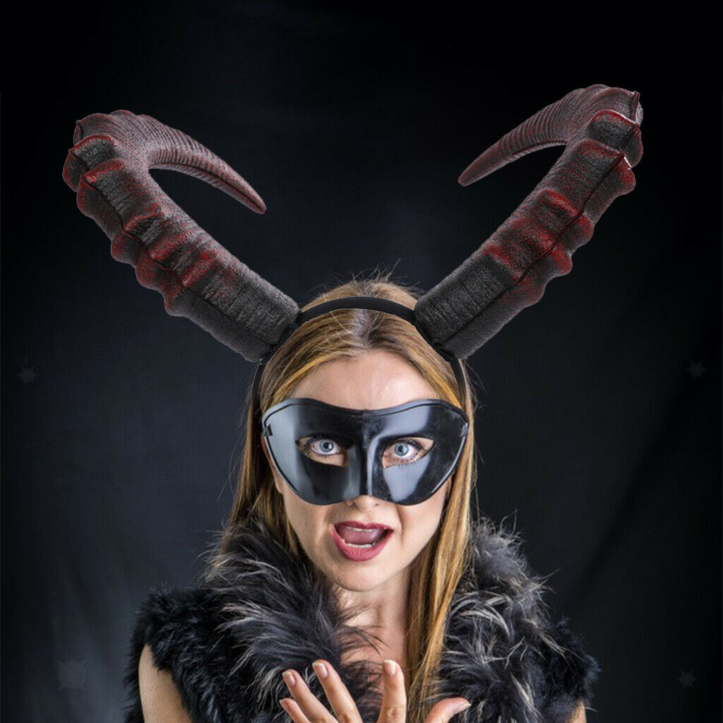 Long Devil Horn Headband Ox Horn Hair Hoop Dress for Halloween Costume