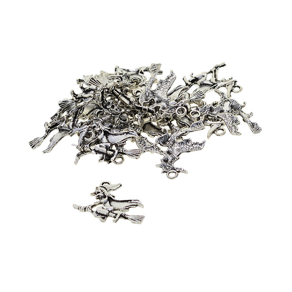 20Pcs Witch on Broomstick Halloween Charms DIY Choker Necklace Jewelry Craft