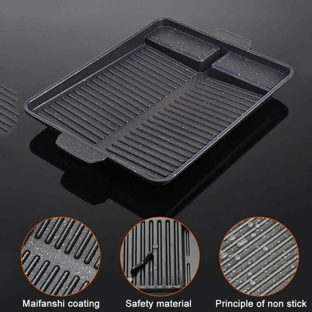 Korean BBQ Grill Pan Non-Stick Charcoal Grill Plate Butane Gas Stove Cooker LIN