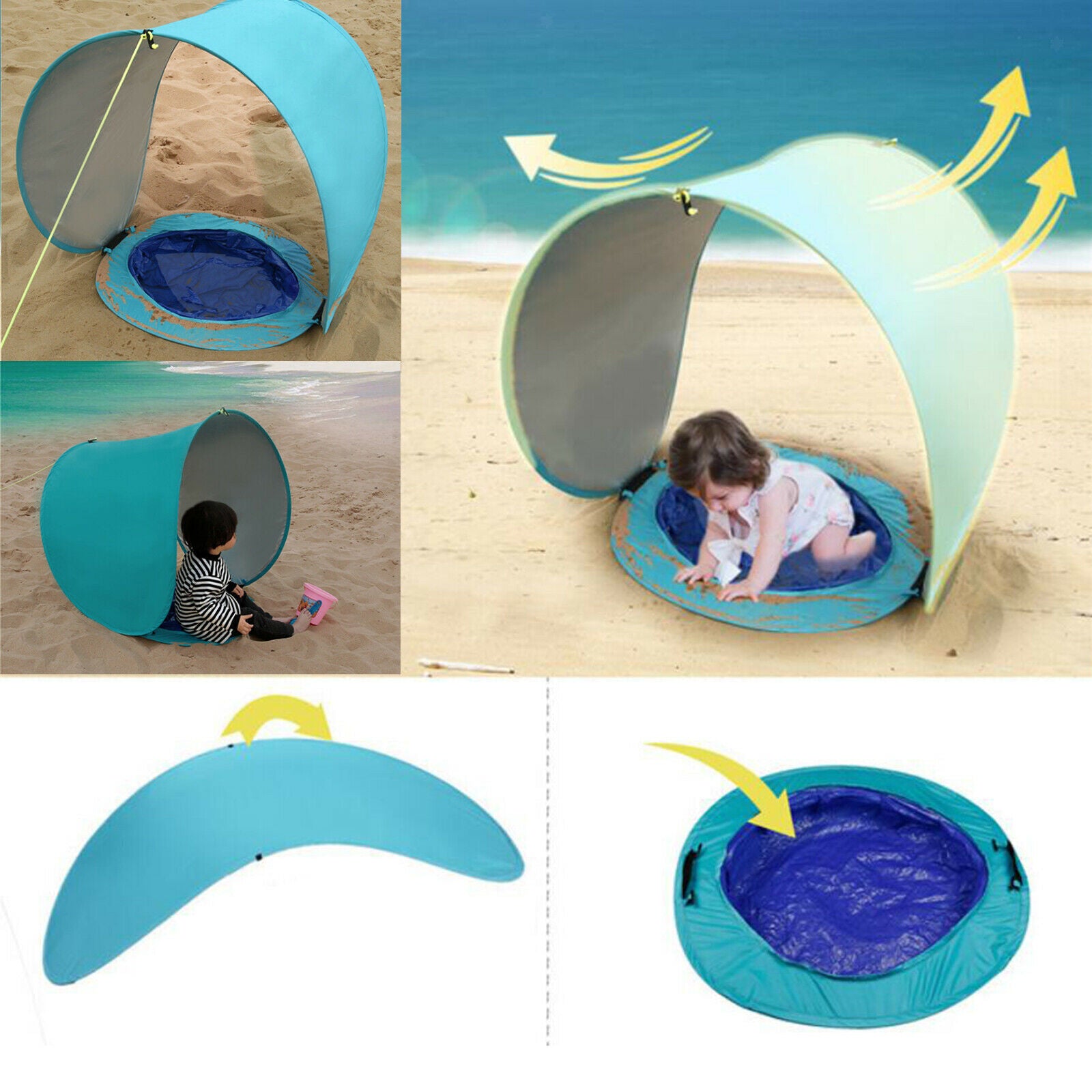 Baby Beach Tent with Pool Infant Sun Shelter Under Age 3 Kids Awning UPF 50+