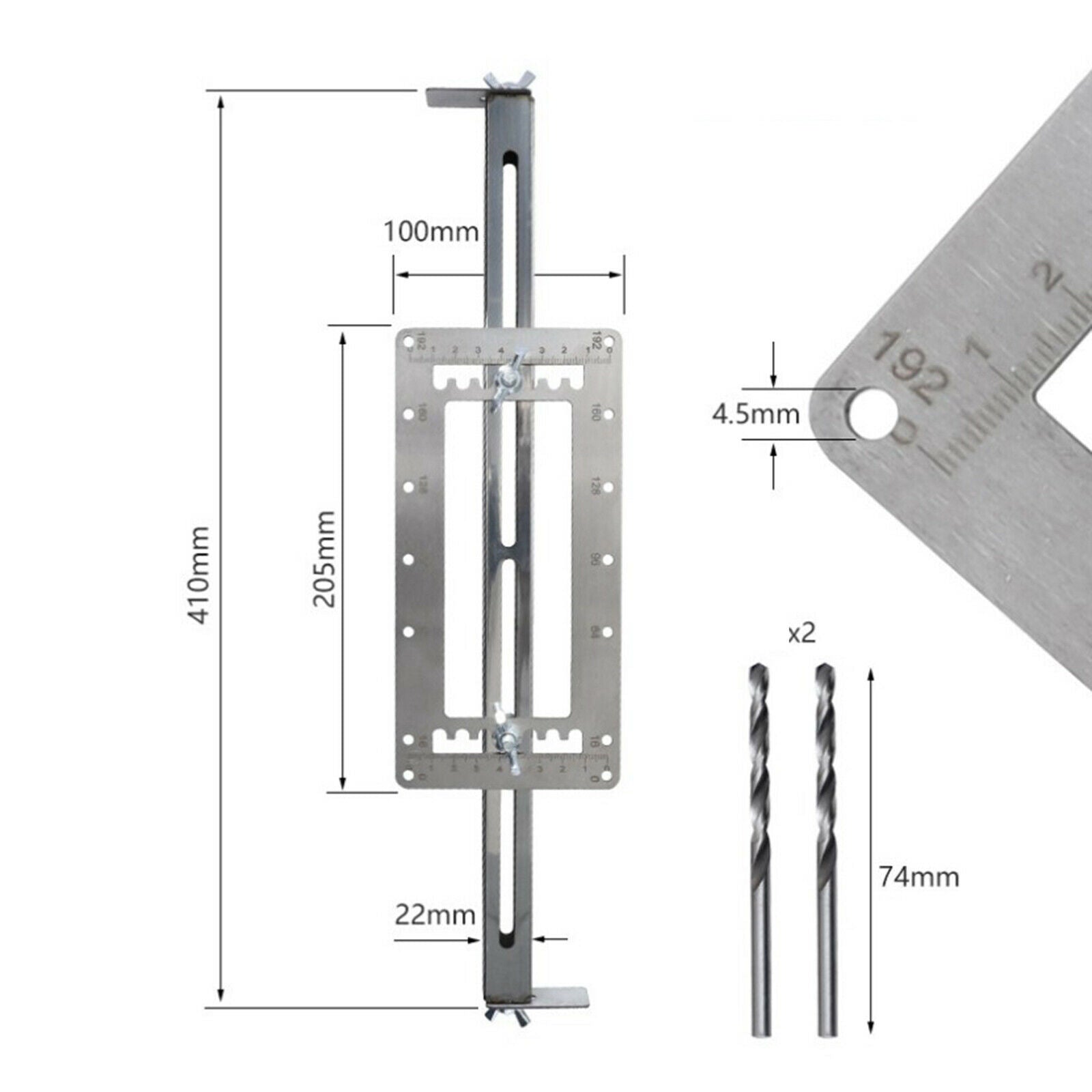 Cabinet Hardware Jig Adjustable Punch Locator Template Tool Drill Guide Wood