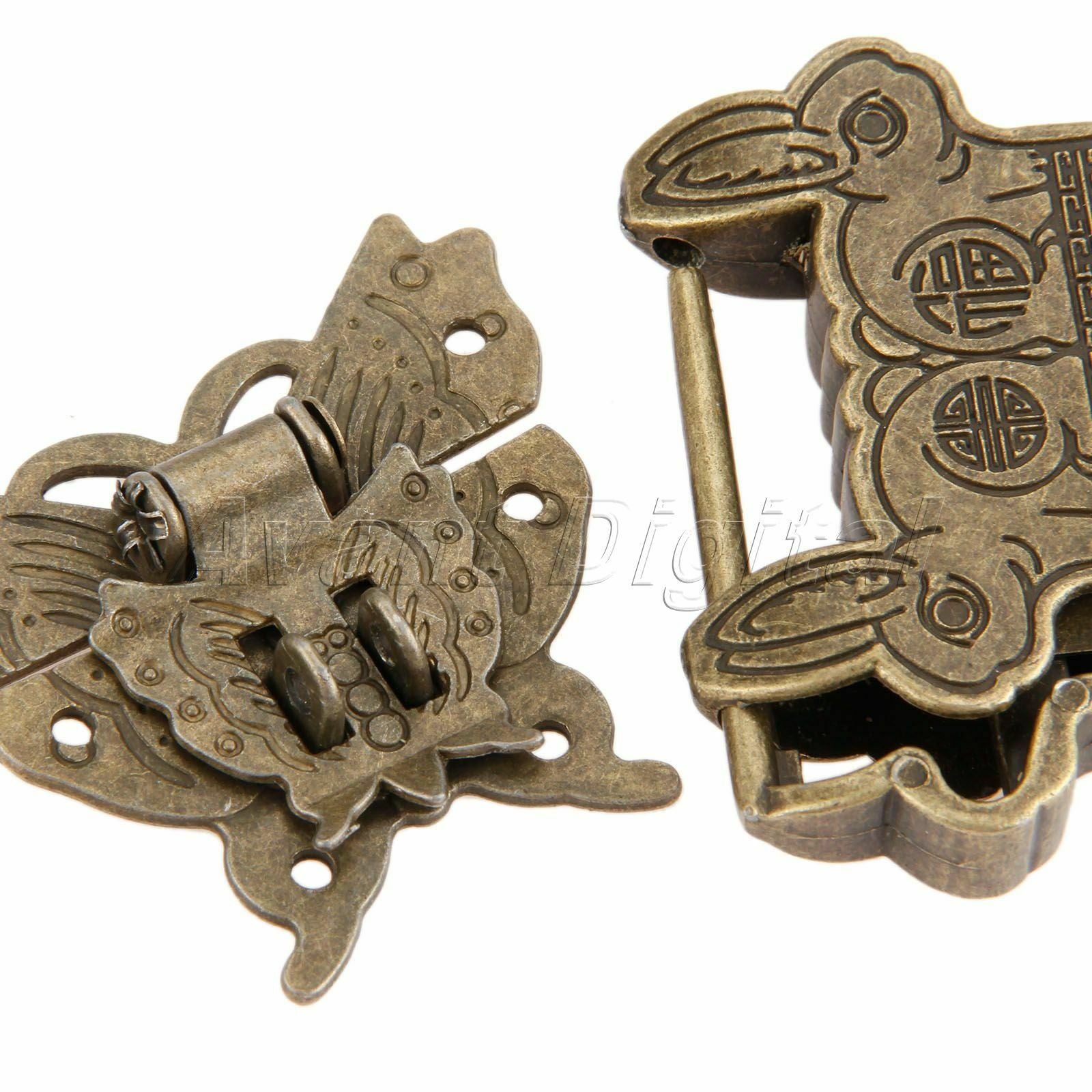 Classic Padlock Fortune Blessing Lock Key with Butterfly Jewelry Box Latch Clasp