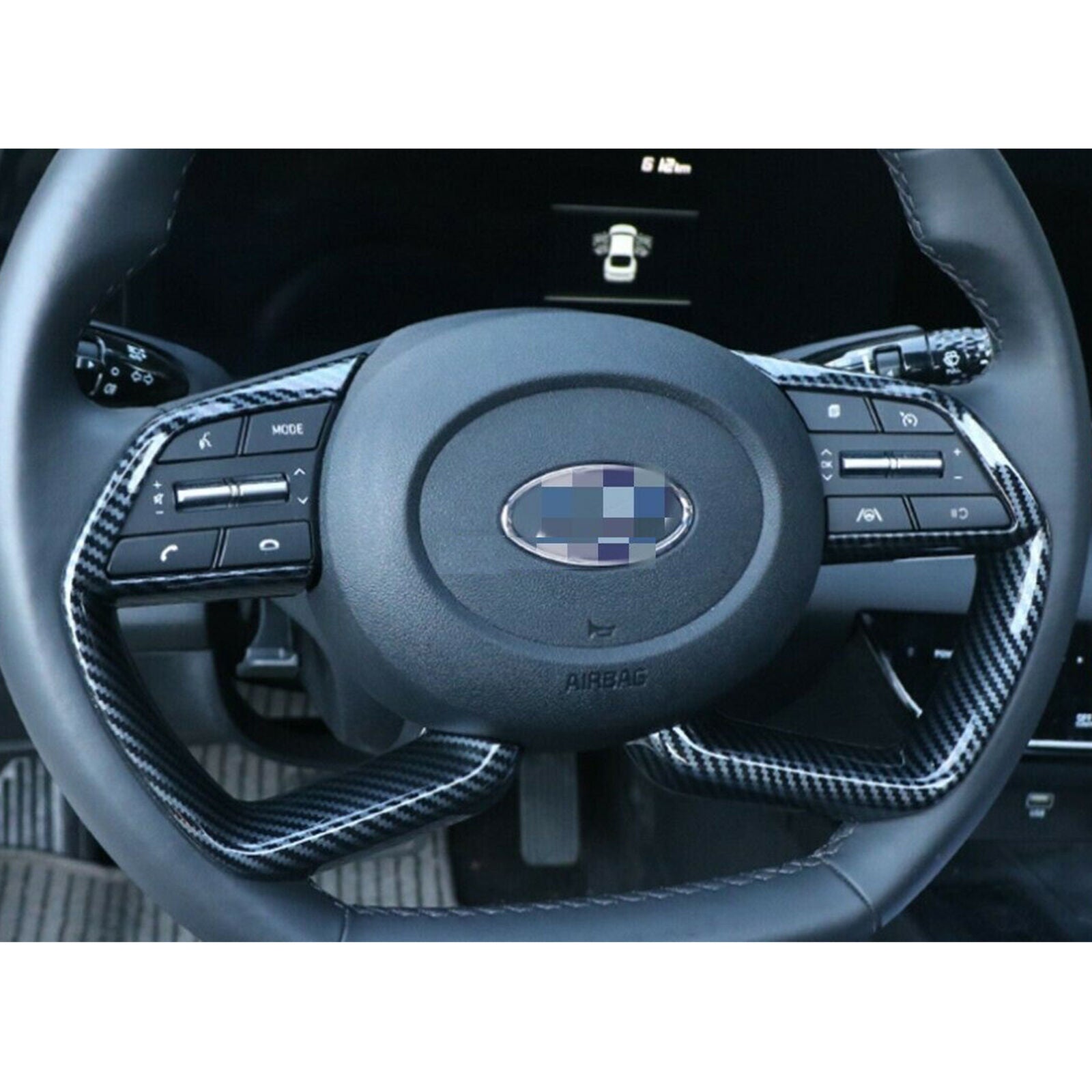Carbon Fiber Style Steering Wheel Decoration Cover Trim For Hyundai Elantra 2021