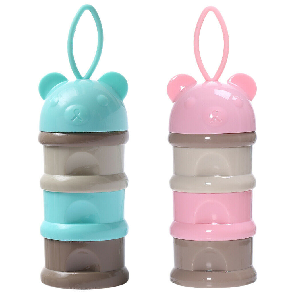 Baby Stackable Formula Dispenser & Snack Containers 3 Layers Non-Spill blue