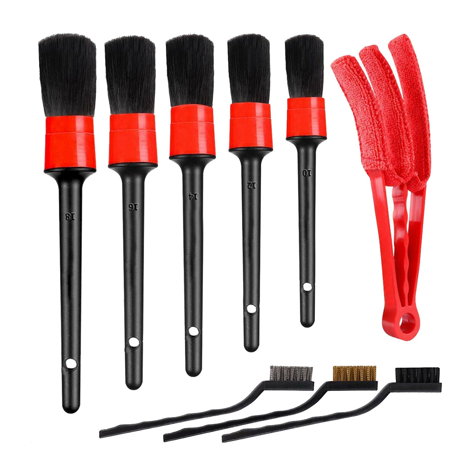 9Pieces Car Detailing Brush Kit Automobile for Tires Wheel Clean Brush